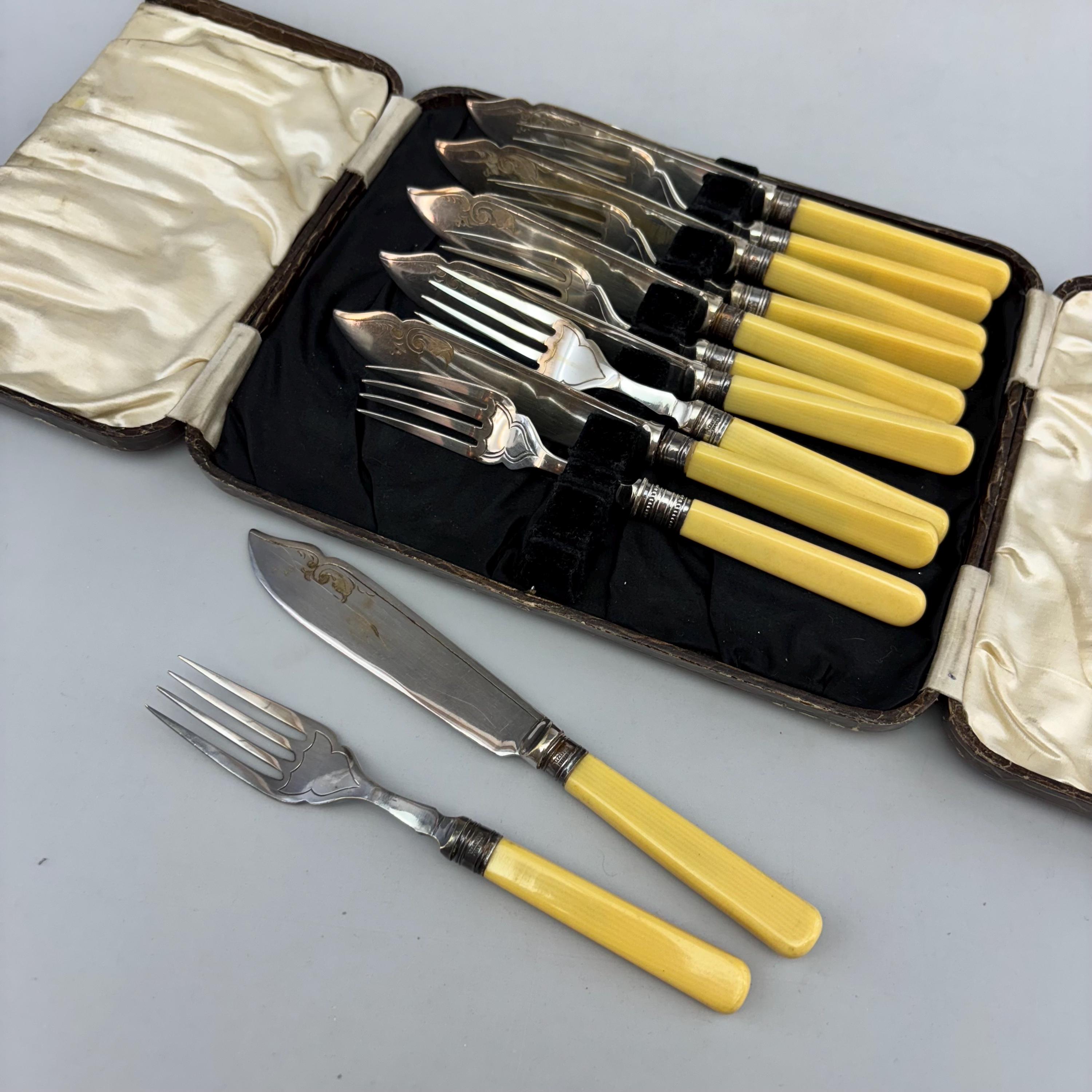 Vintage EPNS England Fish Knife & Fork Cutlery Set Original