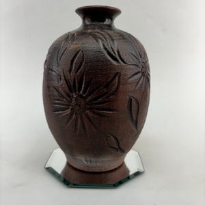 vintage handmade vase - ceramic - brown