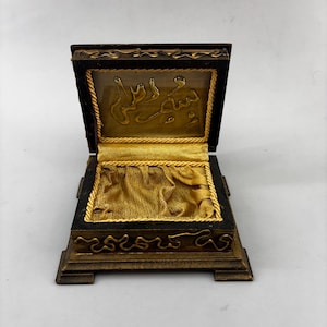 Islamic Gift Box - Gold Wooden Quran Holder | Trinket Box | Decorative Box | Vanity Decor