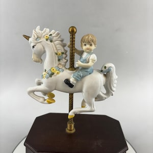 Rare Impluse Giftware Music Box Carousel 1991 Unicorn Boy