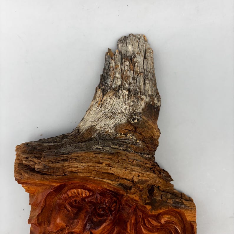 Hand Carved Wood Spirit Wall Art: Vintage Man Face Mountain Forest ...