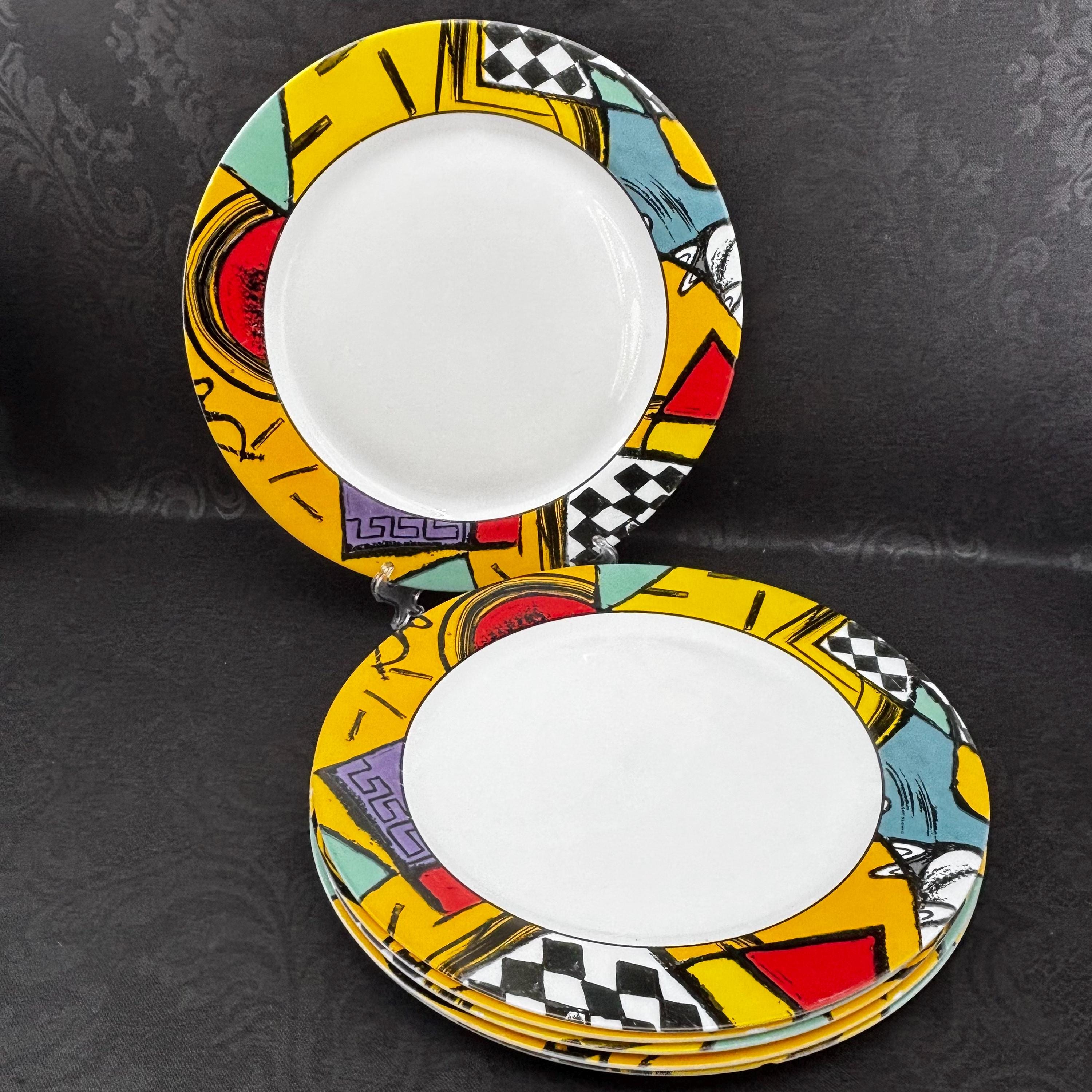 Lot De 6 Tasses à Café ARCOPAL Motif SQUARE - 7,5 Cm - Très Bel état