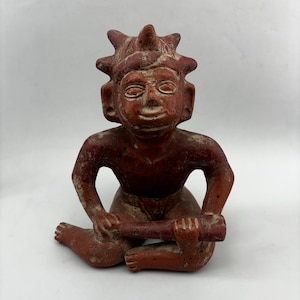 Ancient West Mexican Seated Male Figure Terracotta Artifact