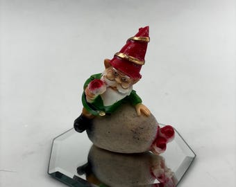 Mini gnomo da giardino: decorazione da giardino in resina dipinta a mano