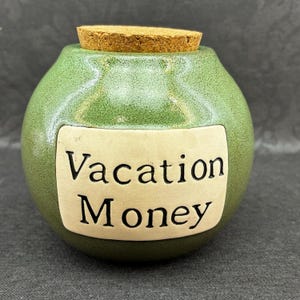 Decorative Corked Money Art Jar made by Tumbleweed Pottery