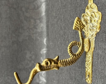 Vintage Brass Serpent Wall Hook