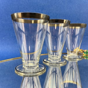 Hawkes Crystal Vintage 50’s Set/3 Platinum Rim Old Fashioned Cocktail Glasses