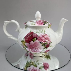 Bristol China Company Pink Roses Pottery English Teapot England Med Ceramic
