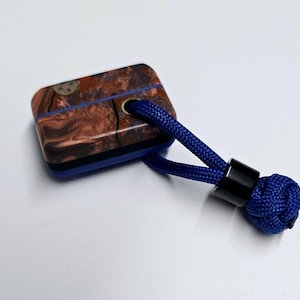Handmade Acrylic Worry Stone: Earthy Brown Fidget, Blue Lanyard