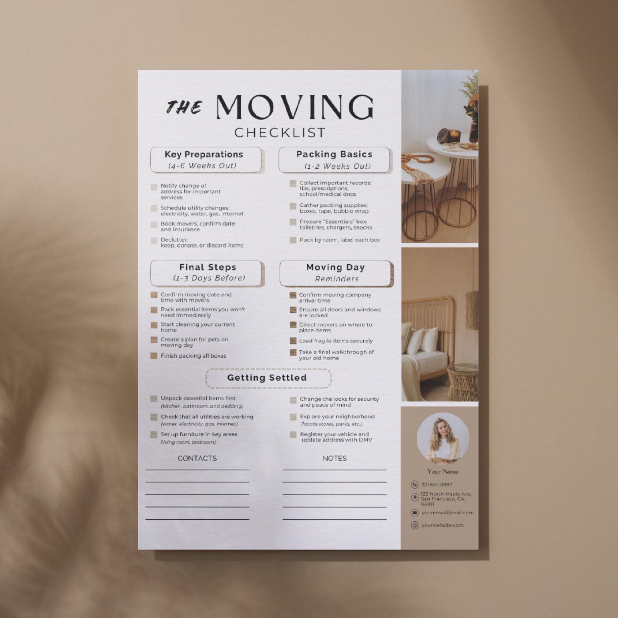 Editable Moving Checklist Template Real Estate Agents Canva | Printable ...