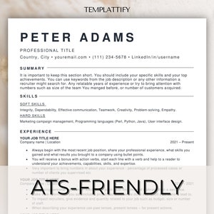 2024 ATS Friendly Resume Template Microsoft Word & Google Docs | Resume Template |  Modern Resume | Professional Executive Resume Template |