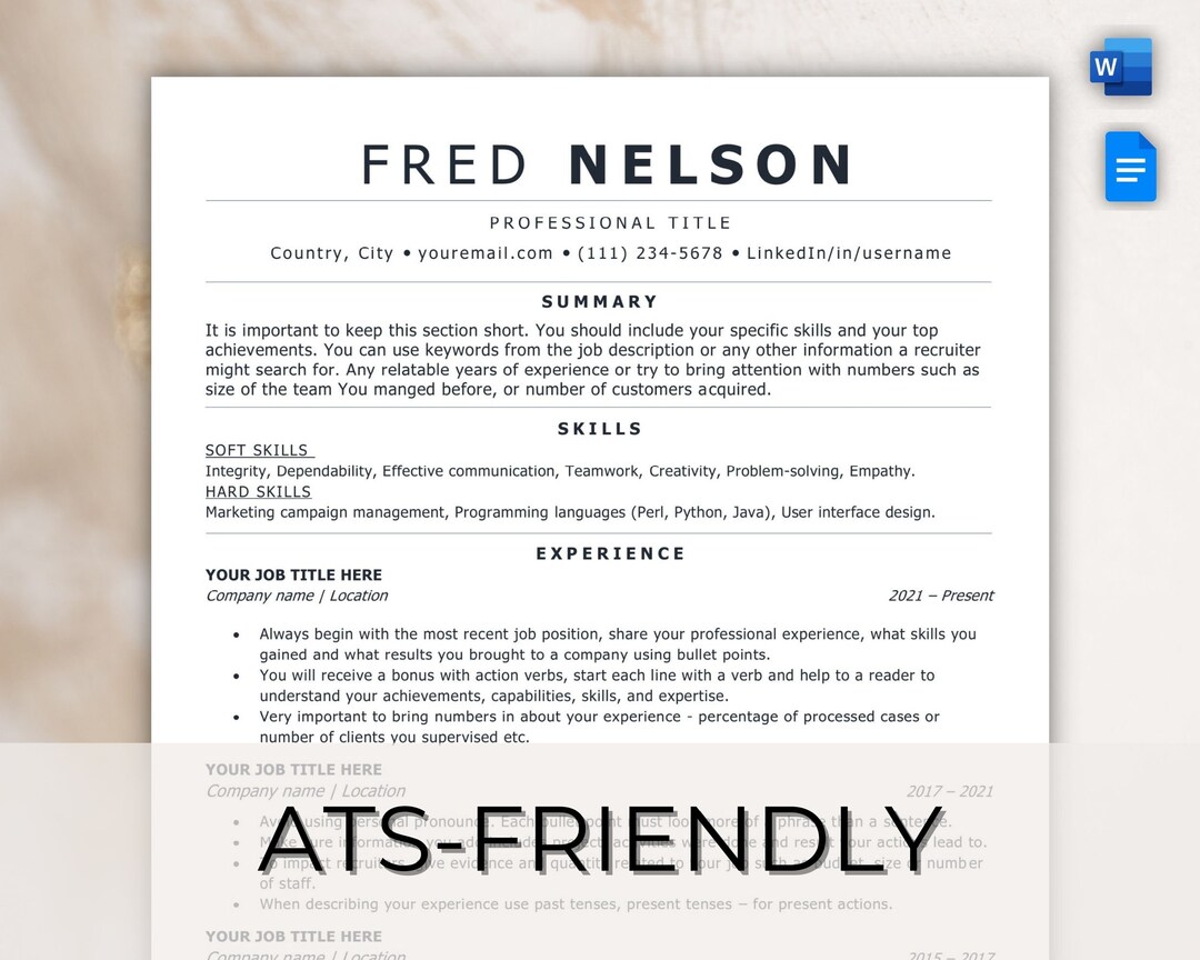 microsoft resume template ats friendly