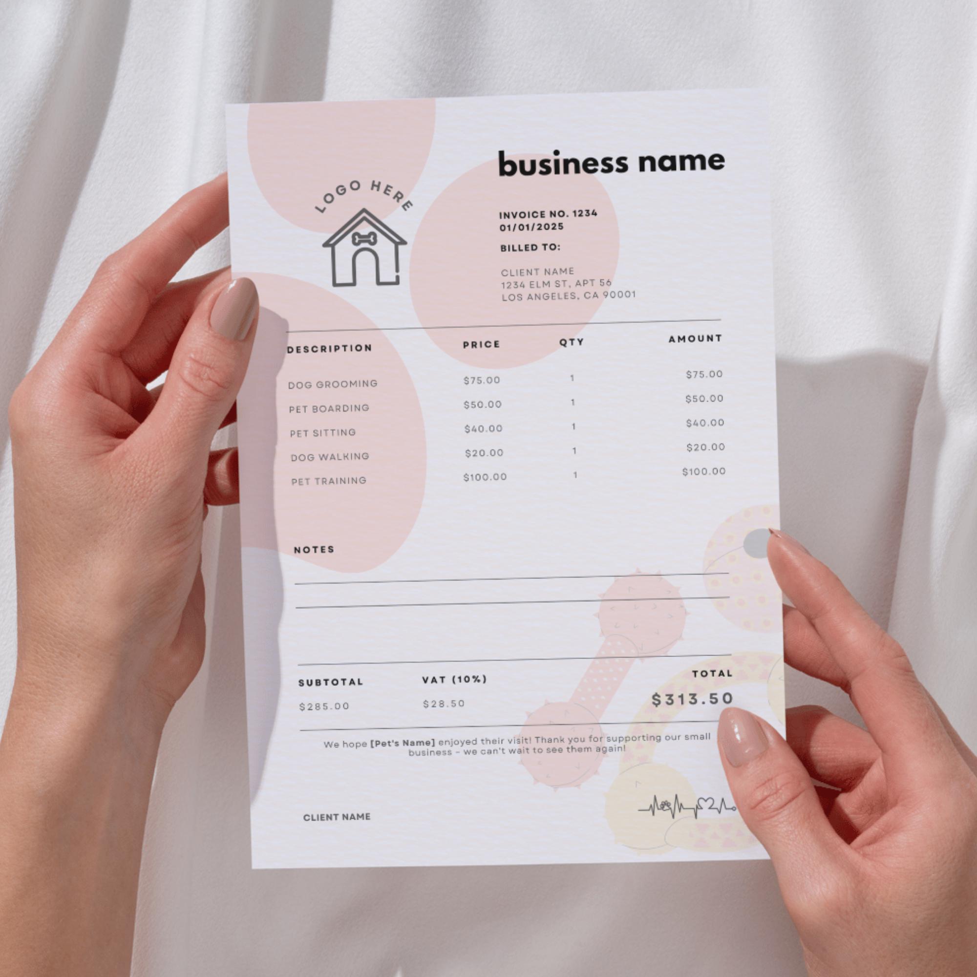 Excel Invoice Template for Dog Walkers