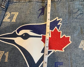 Sticker Toronto Blue Jays glitter opstrijklogo | 4-laags doe-het-zelf warmteoverdracht | Jays-cadeau | Aangepaste patch op spijkerjack | Knutselen voor honkbalfans