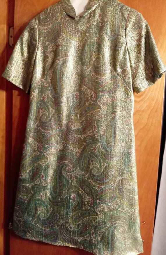 RARE Vintage 1960-1970's Green and Purple Paisley 