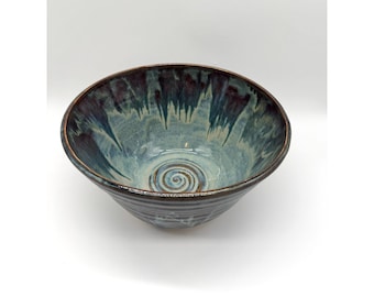 Large Art Pottery Bowl Northern Lights Glaze Bill Campbell Look Alike