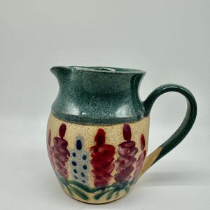 Mary K Spencer Art Pottery Creamer/Pitcher Lupines-Signed