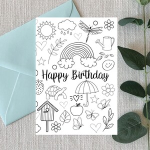 Printable birthday card for kids with color in design
