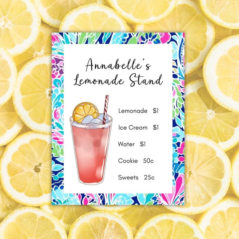 Lemonade Stand Price List - Etsy