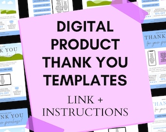 Etsy Thank You PDF Templates, Digital Product Instructions (Canva Editable)