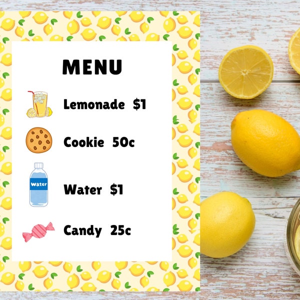 Lemonade Stand Menu