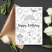 Kids Birthday Card to Color In, 5x7 Printable Birthday Card Template ...
