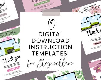 Digital Download Instruction Templates for Etsy Shop Sellers