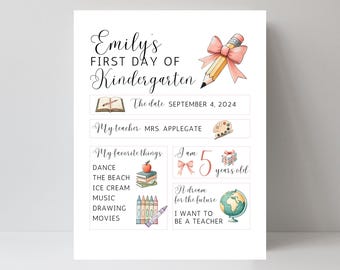 First Day of School Sign: Pink Bow Photo Prop (Digital Download)