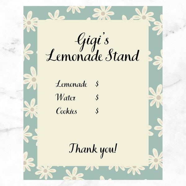 Lemonade Price List Etsy