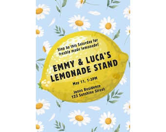Personalized Lemonade Stand Flyer: Kids Party Decorations (Digital Download)