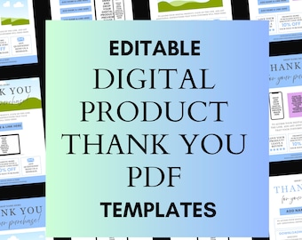 Etsy Digital Product Thank You PDF Templates, Editable Canva (Digital Download)