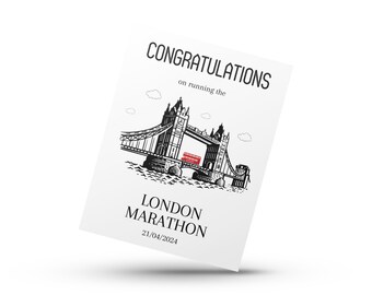 Maratona di Londra 2024 Congratulazioni per aver completato la Carta della Maratona di Londra Carta del corridore del 21 aprile Hai fatto bene Medaglia regalo