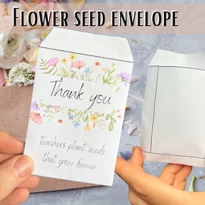 Obrigado professor, modelo de envelope de semente de flor para impressão