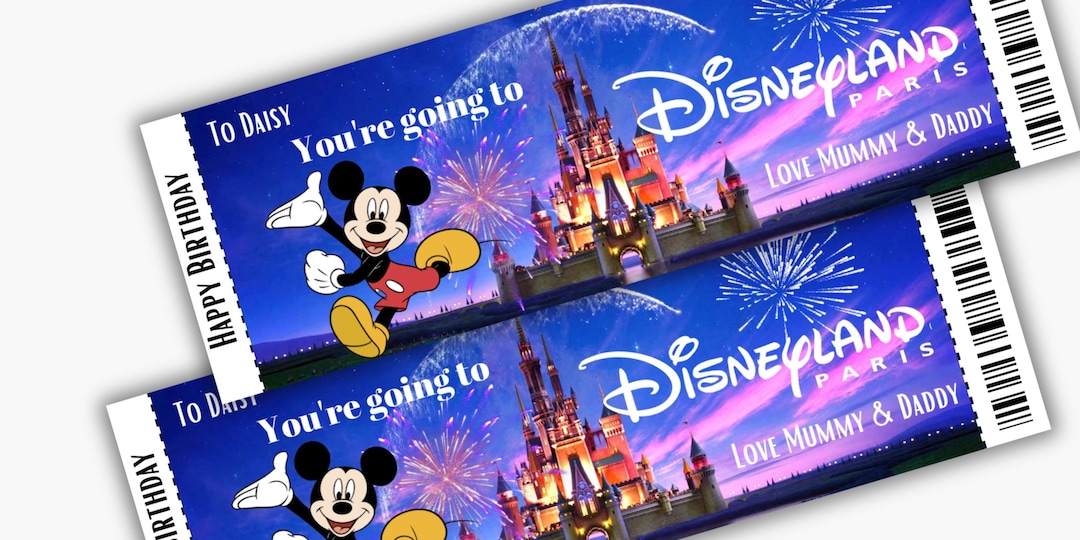 Anniversaire Disneyland Paris billet personnalisé Etsy France