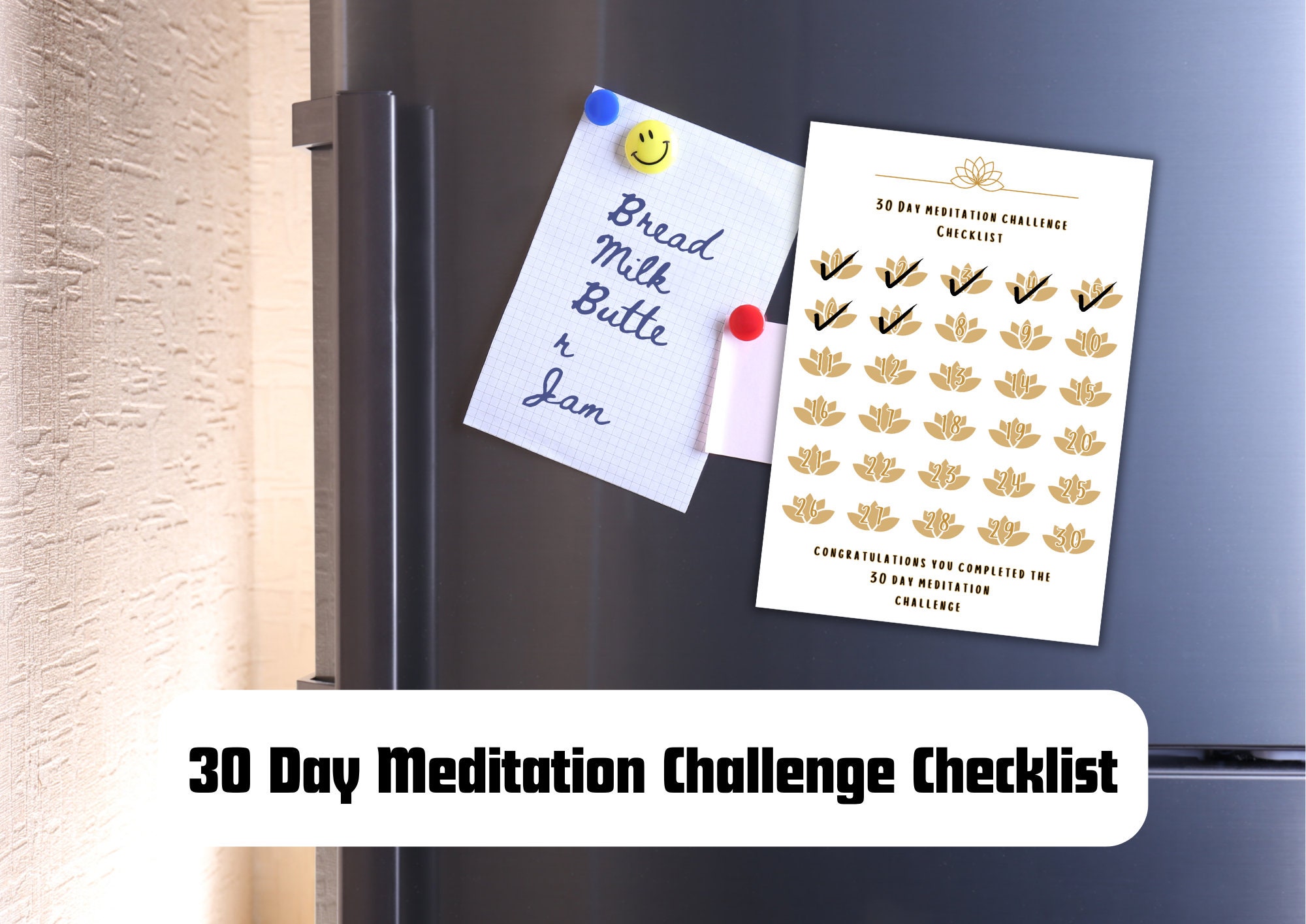 Digital Selfcare Wellness Printable Checklist | 30 Day Meditation ...