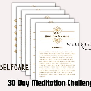 Digital Selfcare Wellness Printable Checklist | 30 Day Meditation ...