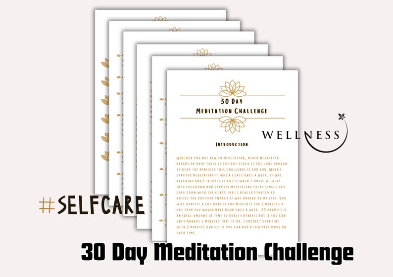 Digital Selfcare Wellness Printable Checklist 30 Day Meditation ...