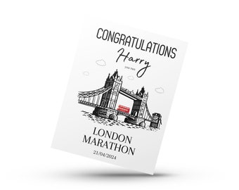 Custom Congratulations on completing the London Marathon Card 21st April 2024 Runner Card You Did It Well Done Gifts medal personalised