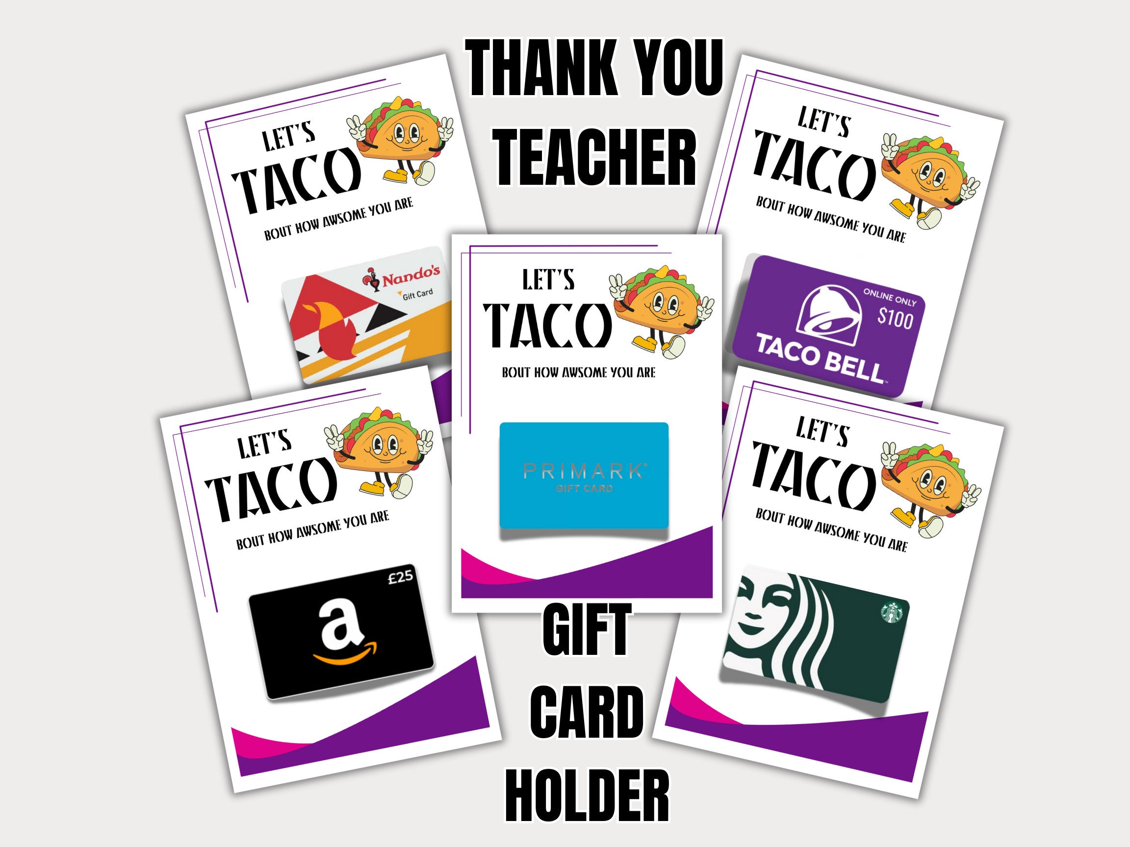 Buy Merry Christmas Teacher Gift Card Holder Let's Taco Bout How Awesome  You Are! Instant Download Printable Online in India - Etsy, image size:2304x1728