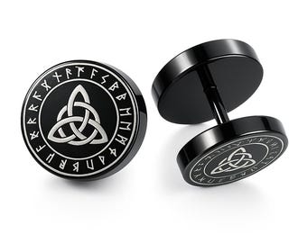 Viking Triskelion Earrings Black Stainless Steel
