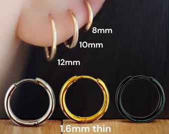 Small Thin Hinged Hoop Surgical Steel Earrings Man / Women