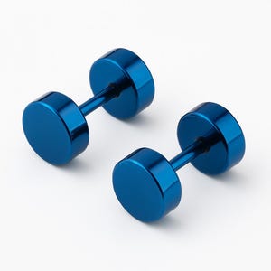 Orecchini a bottone blu in acciaio chirurgico con chiusura a vite, uomo/donna, 4 colori