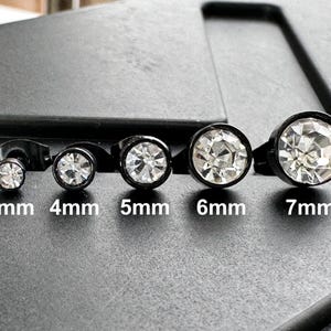 Black Stud with Crystal Stainless Steel Stud Earrings, Hypoallergenic, Minimalist Jewelry for Men & Women