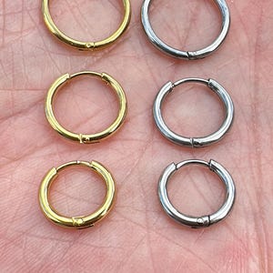 Small Thin Hinged Hoop Surgical Steel Earrings Man / Women 8mm, 10mm, 12mm