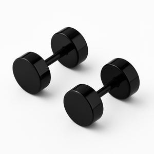 Boucle d'oreille chirurgicale noire à faux bouchon vissé pour hommes/femmes, boucles d'oreilles classiques