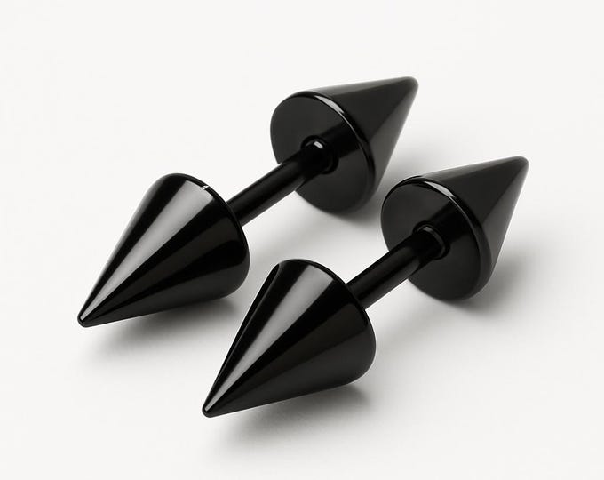 Black Spike Stud Earrings Stainless Steel Punk Jewelry