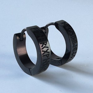 Brincos Viking Hoop - 4 x 12 mm 4 x 9 mm Aço inoxidável cirúrgico, preto e prata Argolas masculinas e femininas