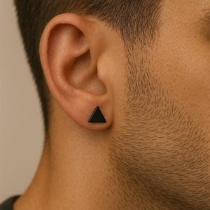 Triangle Stud Stainless Steel Earring Black & Silver
