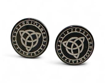 Triquetra Earrings Black Stainless Steel Celtic Viking Runes Gift For Men Women