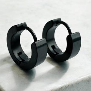 Flat Hoop Earrings Surgical Stainless Steel, 5 Colours, Set of 2 earrings